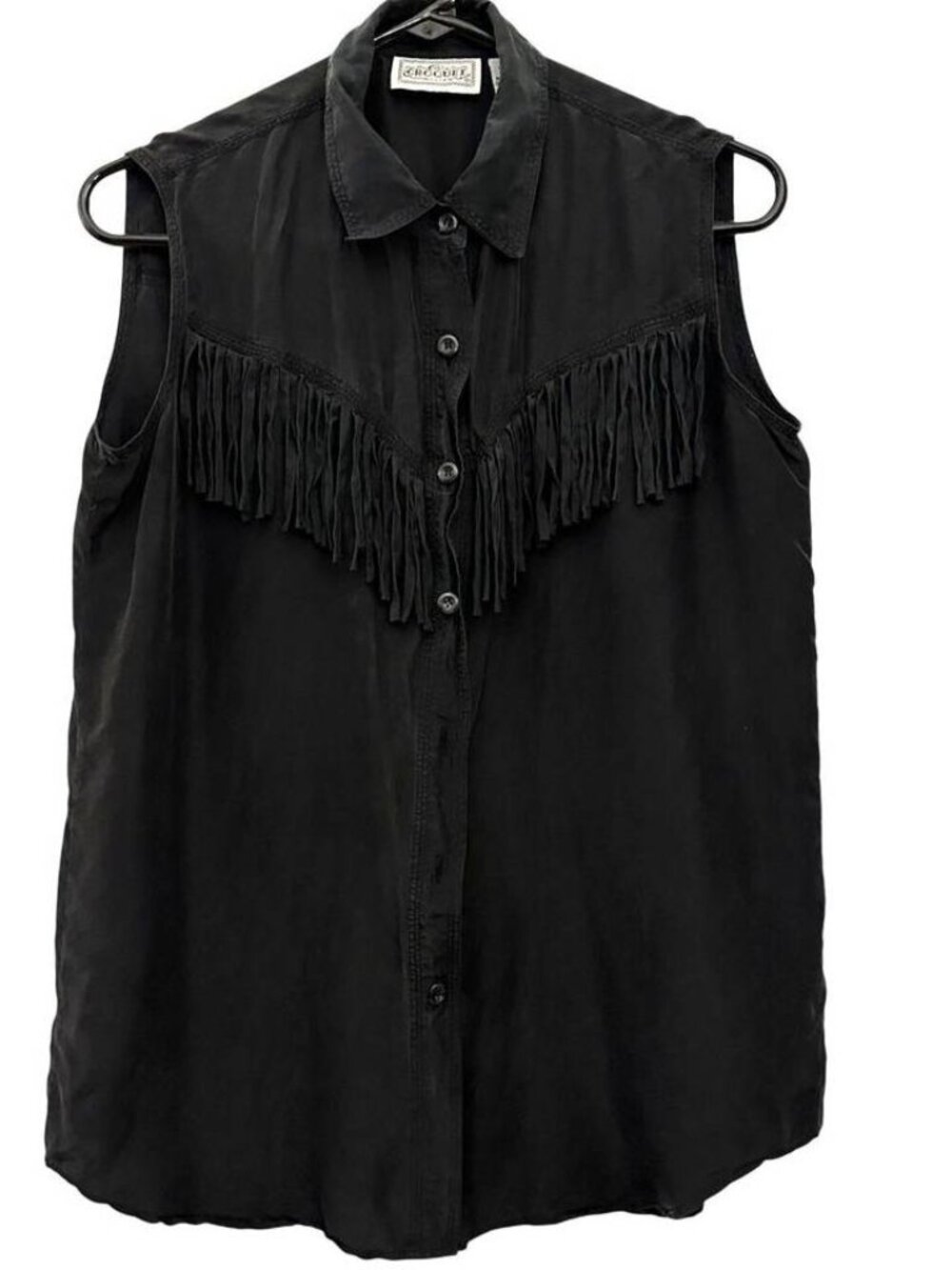 Western Cowboy Fringe Collared Sleeveless Blouse